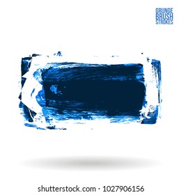 Blue brush stroke and texture. Grunge vector abstract hand - painted element. Underline and border design.