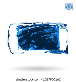 Blue brush stroke and texture. Grunge vector abstract hand - painted element. Underline and border design.
