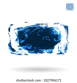 Blue brush stroke and texture. Grunge vector abstract hand - painted element. Underline and border design.