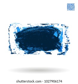 Blue brush stroke and texture. Grunge vector abstract hand - painted element. Underline and border design.