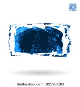 Blue brush stroke and texture. Grunge vector abstract hand - painted element. Underline and border design.