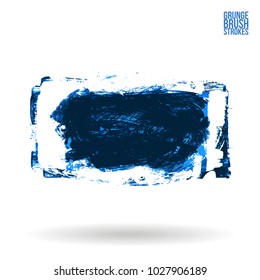 Blue brush stroke and texture. Grunge vector abstract hand - painted element. Underline and border design.