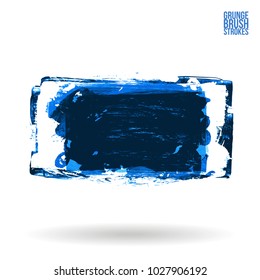 Blue brush stroke and texture. Grunge vector abstract hand - painted element. Underline and border design.