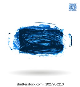 Blue brush stroke and texture. Grunge vector abstract hand - painted element. Underline and border design.