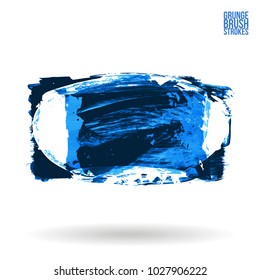 Blue brush stroke and texture. Grunge vector abstract hand - painted element. Underline and border design.