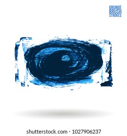 Blue brush stroke and texture. Grunge vector abstract hand - painted element. Underline and border design.