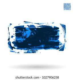 Blue brush stroke and texture. Grunge vector abstract hand - painted element. Underline and border design.