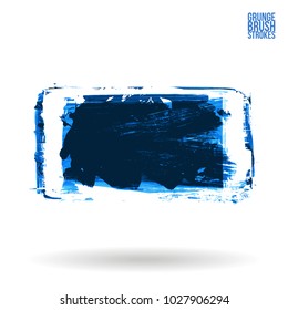 Blue brush stroke and texture. Grunge vector abstract hand - painted element. Underline and border design.