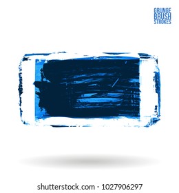 Blue brush stroke and texture. Grunge vector abstract hand - painted element. Underline and border design.