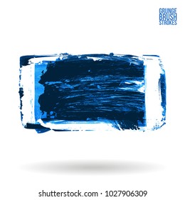 Blue brush stroke and texture. Grunge vector abstract hand - painted element. Underline and border design.