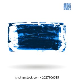 Blue brush stroke and texture. Grunge vector abstract hand - painted element. Underline and border design.