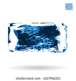Blue brush stroke and texture. Grunge vector abstract hand - painted element. Underline and border design.