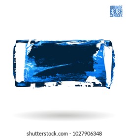 Blue brush stroke and texture. Grunge vector abstract hand - painted element. Underline and border design.
