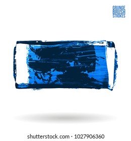 Blue brush stroke and texture. Grunge vector abstract hand - painted element. Underline and border design.