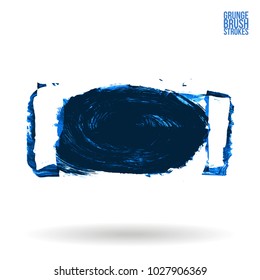 Blue brush stroke and texture. Grunge vector abstract hand - painted element. Underline and border design.