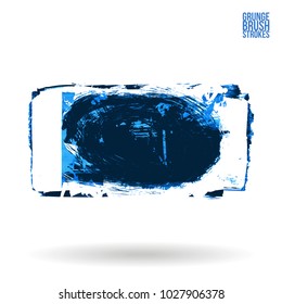 Blue brush stroke and texture. Grunge vector abstract hand - painted element. Underline and border design.