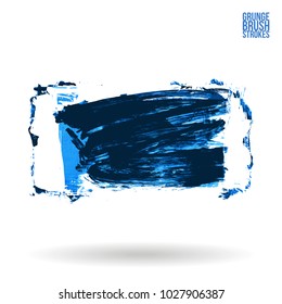Blue brush stroke and texture. Grunge vector abstract hand - painted element. Underline and border design.