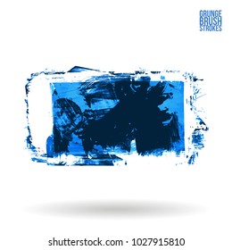 Blue brush stroke and texture. Grunge vector abstract hand - painted element. Underline and border design.