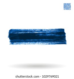 Blue brush stroke and texture. Grunge vector abstract hand - painted element. Underline and border design.