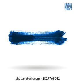Blue brush stroke and texture. Grunge vector abstract hand - painted element. Underline and border design.