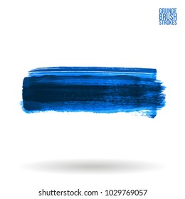 Blue brush stroke and texture. Grunge vector abstract hand - painted element. Underline and border design.