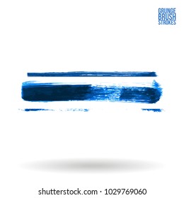 Blue brush stroke and texture. Grunge vector abstract hand - painted element. Underline and border design.