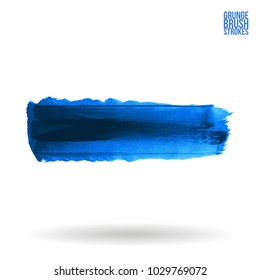 Blue brush stroke and texture. Grunge vector abstract hand - painted element. Underline and border design.