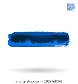 Blue brush stroke and texture. Grunge vector abstract hand - painted element. Underline and border design.