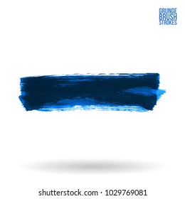 Blue brush stroke and texture. Grunge vector abstract hand - painted element. Underline and border design.