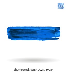 Blue brush stroke and texture. Grunge vector abstract hand - painted element. Underline and border design.