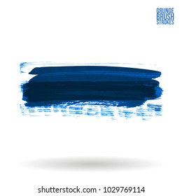 Blue brush stroke and texture. Grunge vector abstract hand - painted element. Underline and border design.