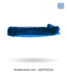 Blue brush stroke and texture. Grunge vector abstract hand - painted element. Underline and border design.