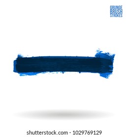 Blue brush stroke and texture. Grunge vector abstract hand - painted element. Underline and border design.