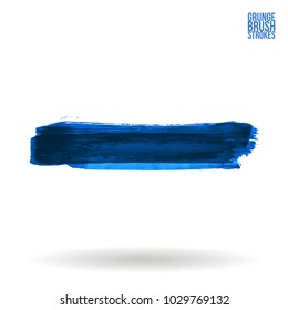 Blue brush stroke and texture. Grunge vector abstract hand - painted element. Underline and border design.