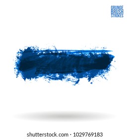 Blue brush stroke and texture. Grunge vector abstract hand - painted element. Underline and border design.