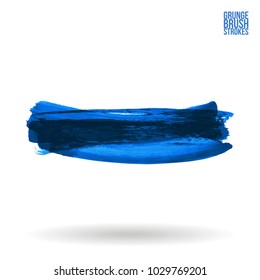Blue brush stroke and texture. Grunge vector abstract hand - painted element. Underline and border design.