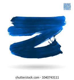 Blue brush stroke and texture. Grunge vector abstract hand - painted element. Underline and border design.