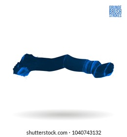 Blue brush stroke and texture. Grunge vector abstract hand - painted element. Underline and border design.