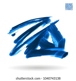 Blue brush stroke and texture. Grunge vector abstract hand - painted element. Underline and border design.