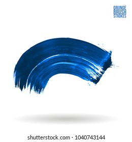 Blue brush stroke and texture. Grunge vector abstract hand - painted element. Underline and border design.
