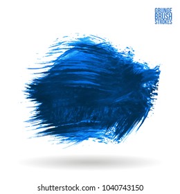 Blue brush stroke and texture. Grunge vector abstract hand - painted element. Underline and border design.