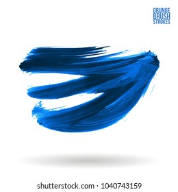 Blue brush stroke and texture. Grunge vector abstract hand - painted element. Underline and border design.