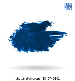 Blue brush stroke and texture. Grunge vector abstract hand - painted element. Underline and border design.