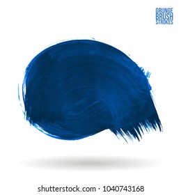 Blue brush stroke and texture. Grunge vector abstract hand - painted element. Underline and border design.