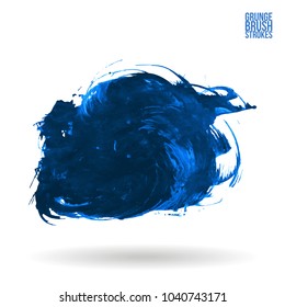 Blue brush stroke and texture. Grunge vector abstract hand - painted element. Underline and border design.