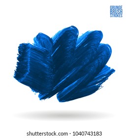 Blue brush stroke and texture. Grunge vector abstract hand - painted element. Underline and border design.