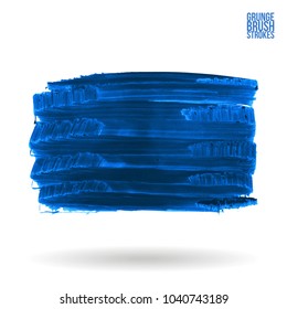 Blue brush stroke and texture. Grunge vector abstract hand - painted element. Underline and border design.