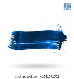 Blue brush stroke and texture. Grunge vector abstract hand - painted element. Underline and border design.