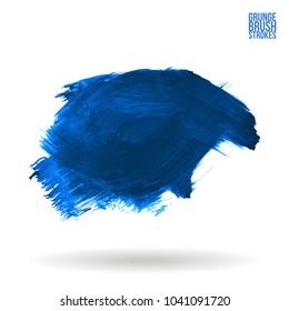 Blue brush stroke and texture. Grunge vector abstract hand - painted element. Underline and border design.