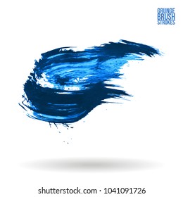 Blue brush stroke and texture. Grunge vector abstract hand - painted element. Underline and border design.